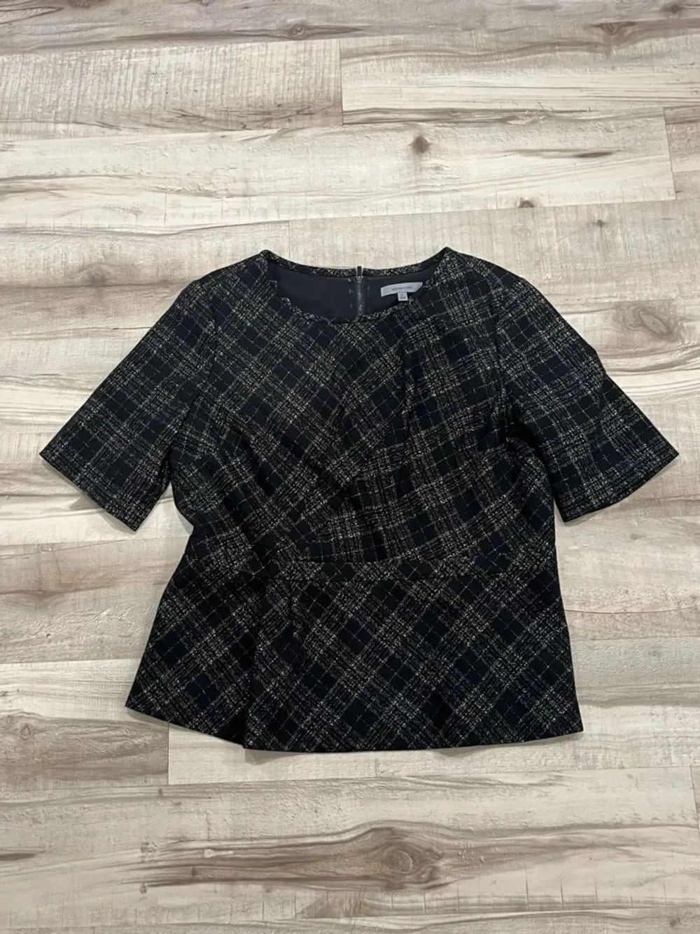 Classiques Entier Black Plaid Short-Sleeve Blouse size XL